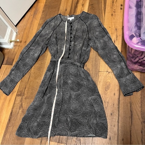 Equipment Femme Abelina Belted Dress True Black Sandshell Size 8 P1 - Picture 8 of 9